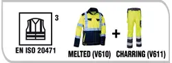 EN 20471 3 X MELTED + CHARRING 