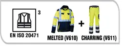 EN 20471 3 X MELTED + CHARRING