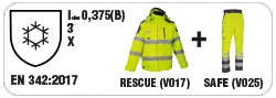 EN 342:2017 Icler0,378(B) 3 X RESCUE + SAFE